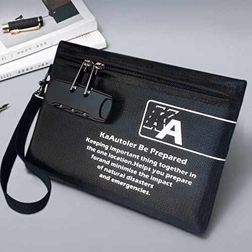 KaAutoler Small Fireproof Bag with Lock, Waterproof Money - Image 3