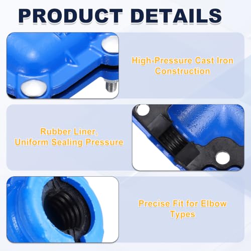 Pipe Repair Clamp for 90 Degree Elbow, 2" OD with Rubber Liner - Image 4