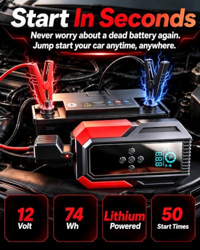 All-in-One Jump Starter with Air Compressor, 10000mAh Car - Image 5