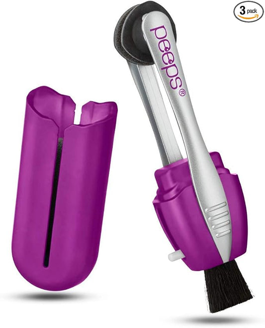 CarbonKlean Peeps Glasses Cleaner - for Eyeglasses, Reading Glasses, and More - Lens Cleaner with Carbon Microfiber Tech-Injected Purple-3 Count (Pack of 1)