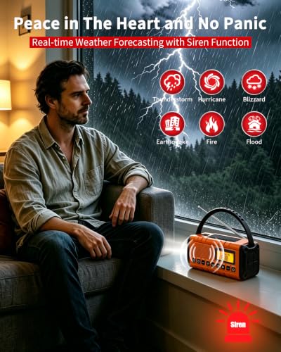 Hand Crank Emergency Radio Am Fm-10000mAh/37000mWh NOAA Weather - Image 5