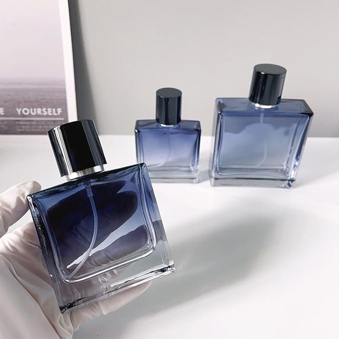 Empty Perfume Bottle Refillable 8PCS 30ml Glass Gradient Blue Travel Spray Atomizer Bottle Container Perfume Fine Mist Spray Bottle Pump Bottle Dispenser for Essential Oil Liquid (Blue)
