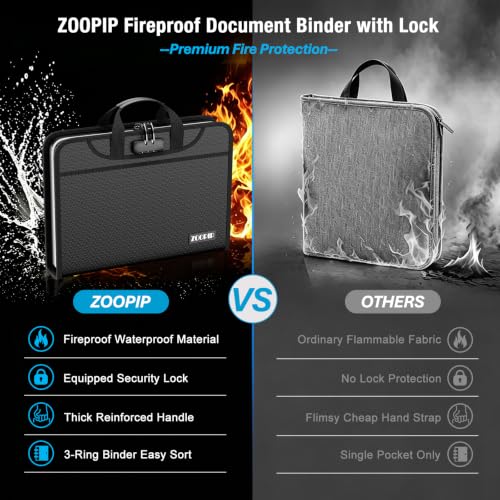 Fireproof Binder Organizer with 15 Pack Pockets,Letter Size,Black - Image 6