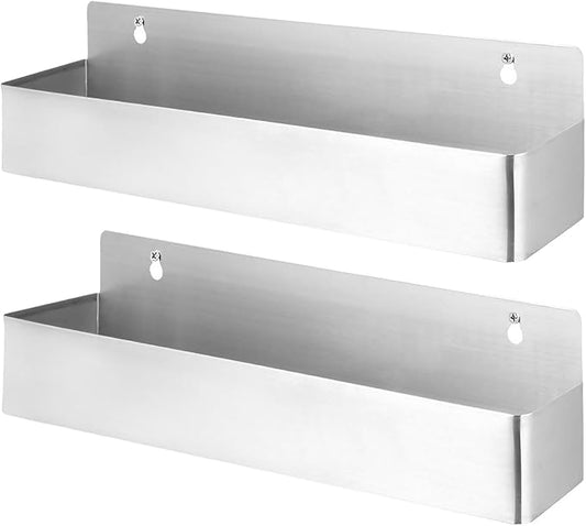 Haploon 2 PCS 21 Inch Single Speed Rail Stainless Steel Liquor Bottle Holder Rack Wall Mounted Spray Rack Bottle Storage for Bar, Kitchen, Restaurants, Silver
