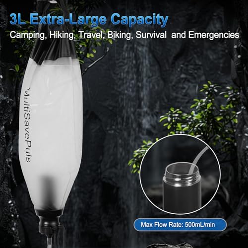 Gravity Water Filter Straw 3L, Camping Water Filtration - Image 7