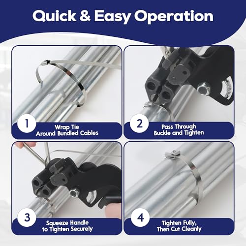 Stainless Steel Cable Tie Gun Black Kit, 100 Pack Metal Zip Ties - Image 4
