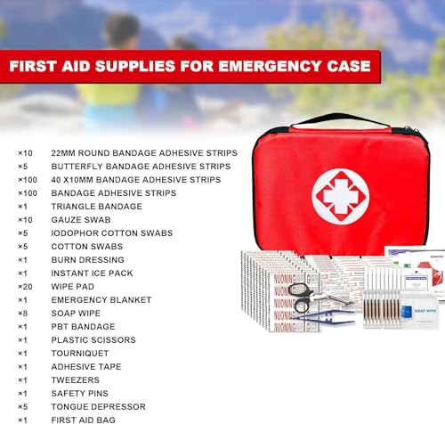 First Aid Kit 300PCS Car Home Camping Essentials Red 1st Aid - Image 3