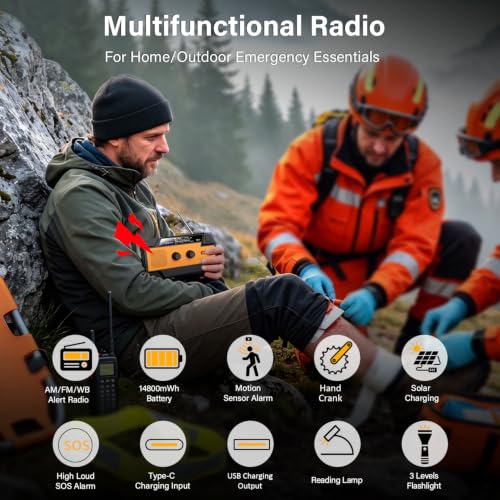 Emergency Radio with Motion Sensor Alarm, NOAA Weather Radio - Image 3
