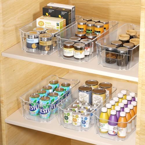 Clear Fridge Organizer, Refrigerator Organizer Bins with Handle, Freezer, Kitchen Cabinet, Pantry Organization, BPA Free Fridge Organizers (12.4 inch 6 Pack) - Image 2