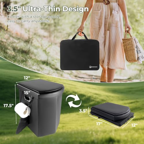 17.5" Portable Toilet for Adults Camping, Pouch & Bags Included - Image 3