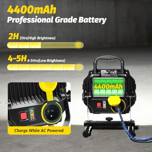 6000LM Hybrid LED Work Light, Dual-Power for Construction Garage - Image 6
