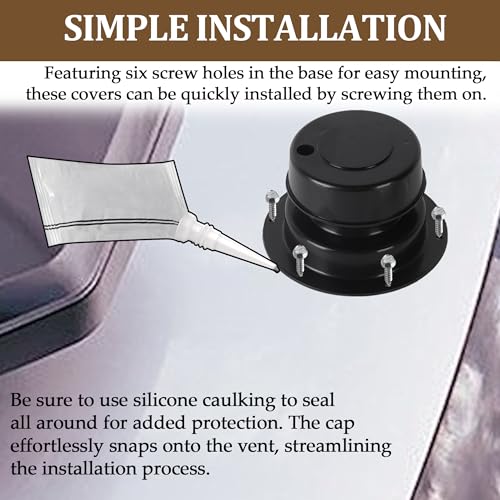 (2 Pack, Black RV Roof Vent Cover Kit with Putty Tape and Screws - Image 6