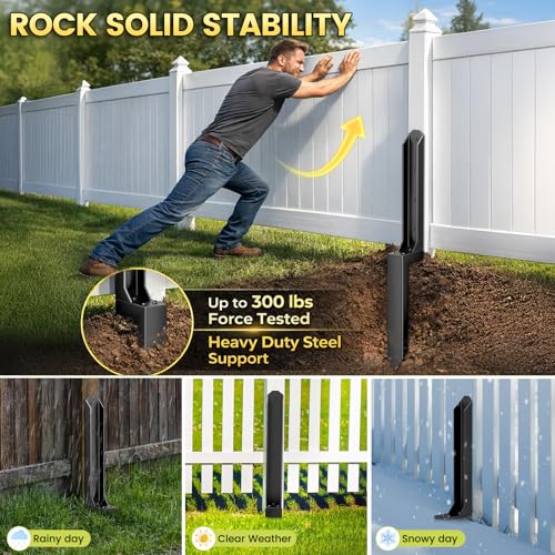 4Pack Fence Post Repair Kit, Heavy Duty Steel Ground Spike - Image 6