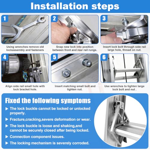 Aluminum Extension Ladder Locks for Werner 28-11 Rung Lock Kit - Image 7