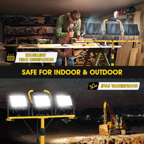 21000Lumen LED Work Lights with Stand - 3 Head Portable - Image 7