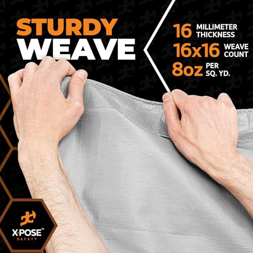 Xpose Safety Super Heavy-Duty 6' x 8' Silver/Brown Poly Tarp - Image 7