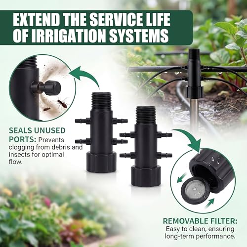 2 Pack 4 Port Drip Irrigation Manifold with Filter - Image 7