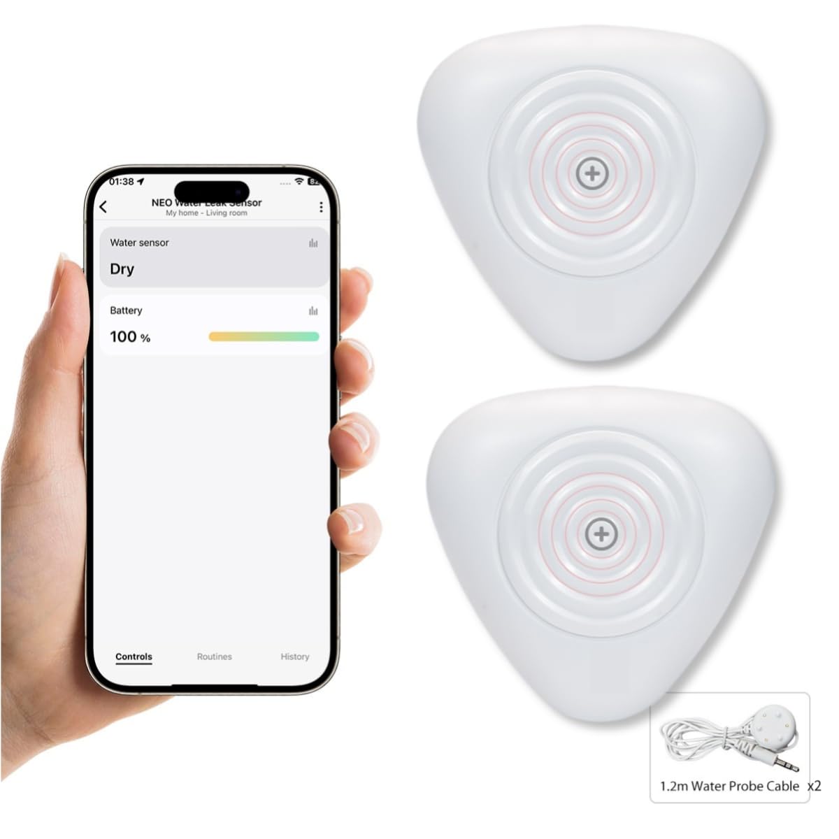 NEO Zigbee 3.0 Water Leak Detector, Smart Water Sensor Alarm - Image 1