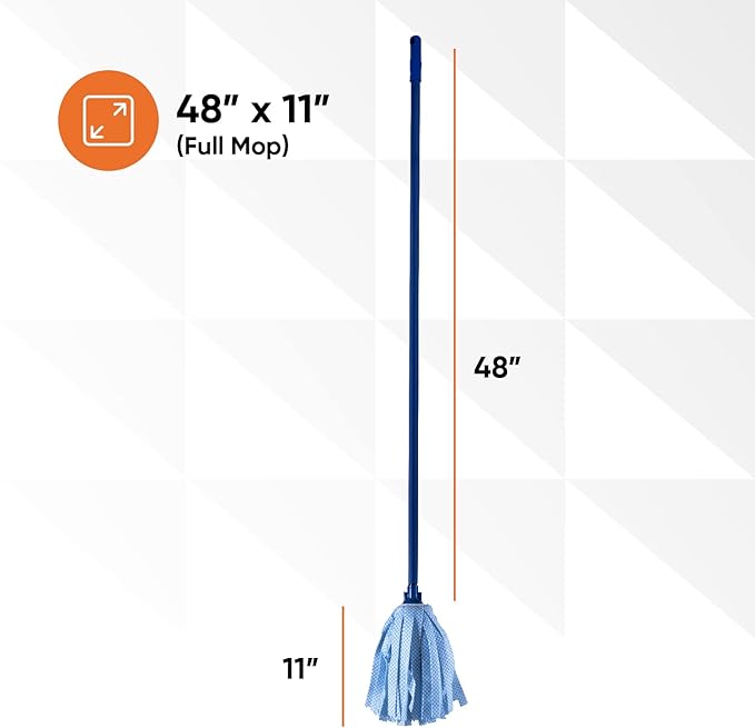 Superio String Mop Cotton Mop for Hardwood Floor Cleaning Self Wringing Mop for Home, Kitchen, Bath, Office Cleaning, Blue Heavy Duty Mop Commercial/Industrial, Aluminum Handle
