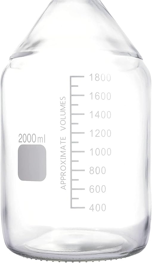 Lab Media Storage Round Bottles Graduated Glass Container GL45 Screw Cap Leakproof Multi-Purpose for Scientific | pack of 1 (Blue,2000ml)