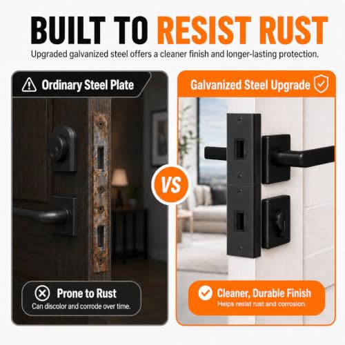 5-Piece Door Reinforcement Kit, 46" Steel Anti Kick-in Set, Black - Image 6