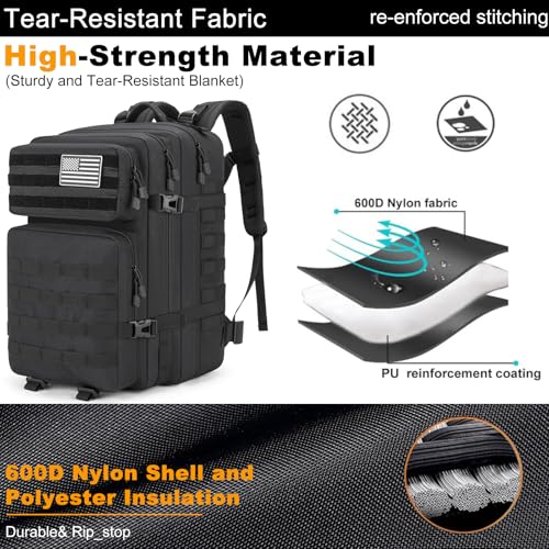 45L Large Tactical Backpack Military MOLLE 3 Day Bug Out Bag - Image 4