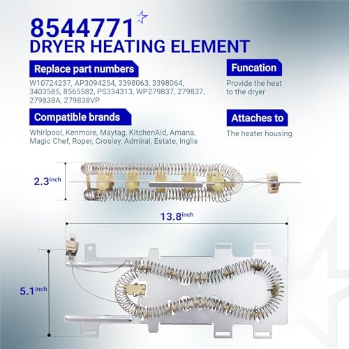BlueStars 8544771 WP8544771 Dryer Heating Element Kit - Image 3