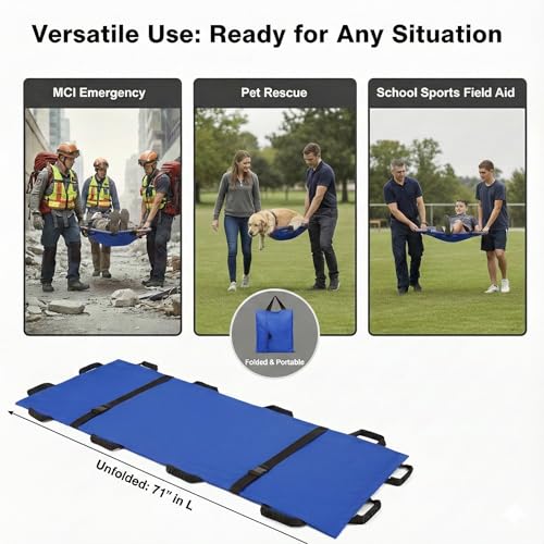 Portable Vet Dog Stretcher Gurney with 12 Rubber Handles, 400 lbs - Image 6