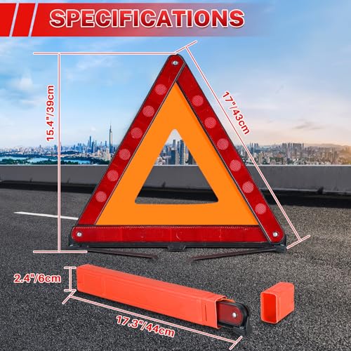 MAOPINER 3 Pack Reflective Emergency Warning Triangles with Case - Image 3