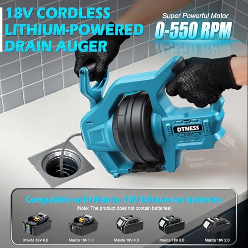 Cordless Drain Auger, 24FT Electric Plumbing Snake for Makita 18V - Image 3