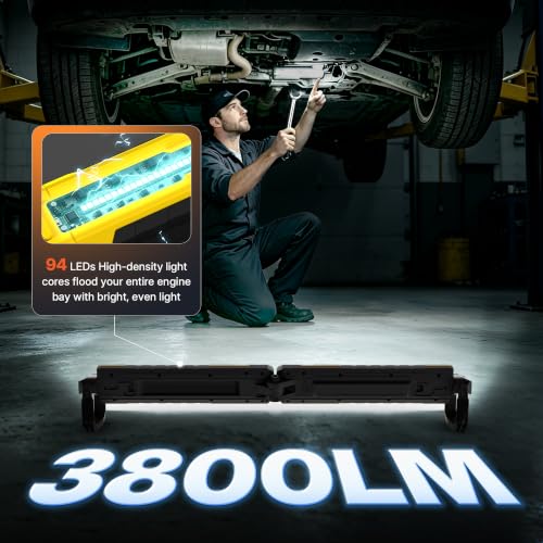 Foldable Rechargeable Magnetic Under Hood Work Light Bar-Yellow - Image 4