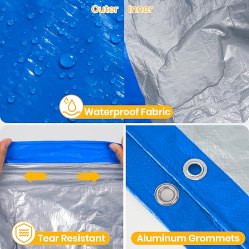 Velway Waterproof Tarp 8x10 FT 5 Mil Heavy Duty Poly Tarpaulin - Image 5