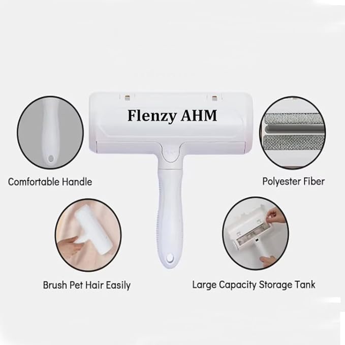 Pet Hair Remover Tool, Reusable Lint Roller Brush for Cat and Dog Hair and Fur Remover from Sofa, Couch, Furniture, Carpet, Bedding, Clothes and Car Seat. Waterproof, Portable and Easy to Clean-White