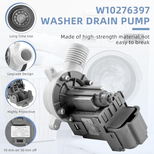 W10276397 Washer Drain Pump for Whirl-pool may-tag Ken-more - Image 5