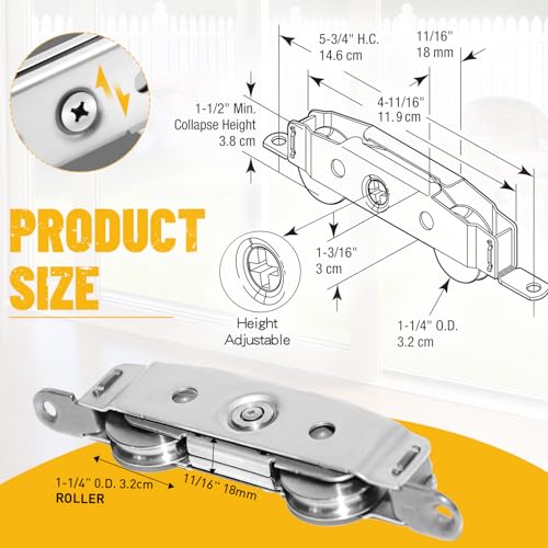 2 Pack Sliding Door Rollers Replacement, Stainless Steel Patio - Image 3