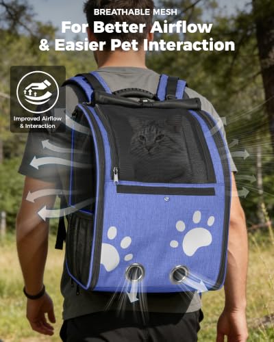 Outdoor Pet Backpack for Cats & Small Dogs, Hiking Travel, Blue - Image 4