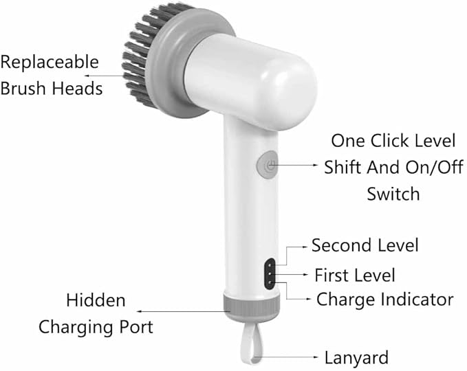 Electric Spin Scrubber Electric Cleaning Brush Cordless Power Scrubber with 3 Replaceable Brush Heads Handheld Power Shower Scrubber for Bathtub, Floor, Wall, Tile, Toilet, Window, Sink - Black