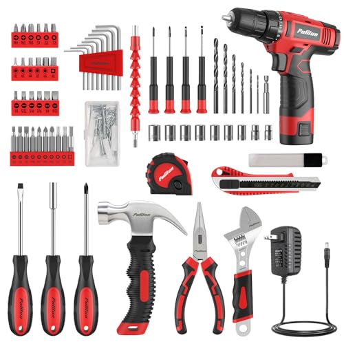 PULITUO 149-Piece Home Drill Set with Red 12V Cordless | Hand Tools - Image 4
