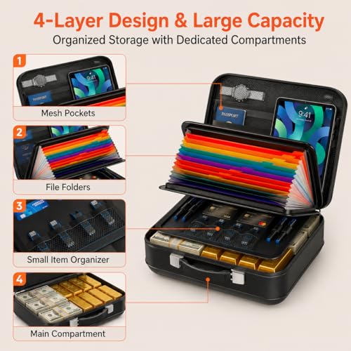 Fireproof Waterproof Home Document Safe Box with Combination Lock - Image 5