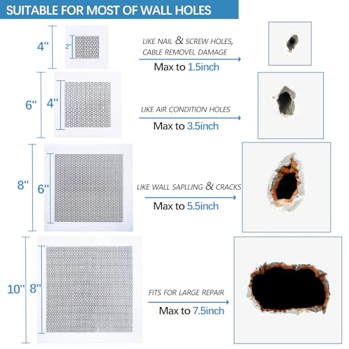 HOMMEE 19Pcs Drywall Patch Repair Kit, 4/6/8/10 inch | Home Repair - Image 5