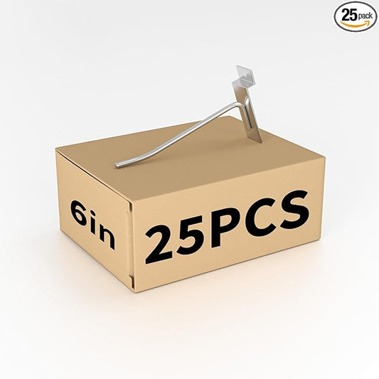 6”Slatwall Hooks,Silvery Slat Wall Display Hook, 25 PCS Slat Wall Panel Accessory Hooks
