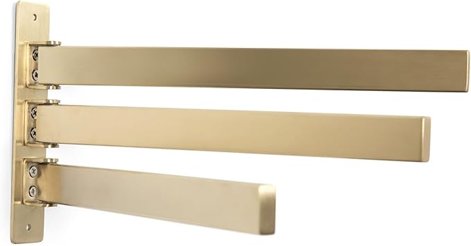 5-Piece Bathroom Hardware Accessory Set with Swivel Towel Rack, Modern 23-Inch Towel Bar Set Wall Mounted, Heavy Duty Stainless Steel Bathroom Accessories (Gold)