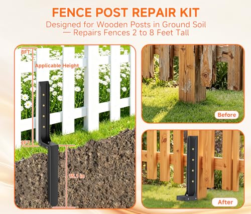 Fence Post Repair Kit, Quick Fix Leaning for 4x4/ 6x6 Wood - Image 6