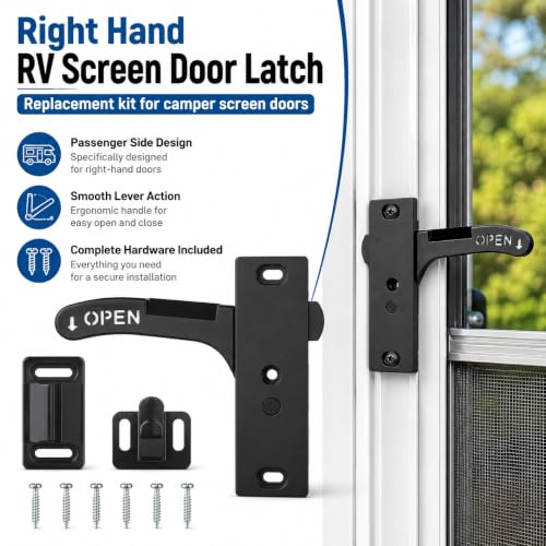 RV Screen Door Latch Right Hand, Replacement Handle Kit - Image 4