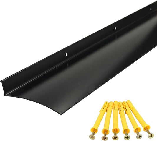 Aluminum Overhead Rain Drip Cap Guard for Exterior Door and Window Top,43.3” Drip Edge Flashing, Deflectord,Diverter, Anodized 1PCS Black