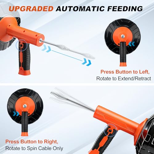 Auto-Feed Drain Snake Auger 25 ft with Drill Adapter - Image 4