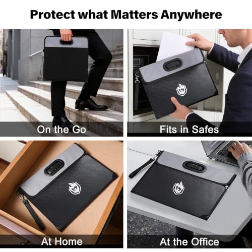 2-Pocket Fireproof Document Bag with Lock, 6500℉ Fireproof Money - Image 6