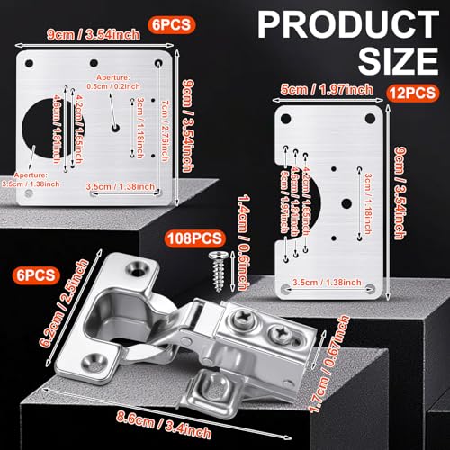 Zonon 18 Pcs Cabinet Hinge Repair Plate, Stainless Steel | Home Repair - Image 3