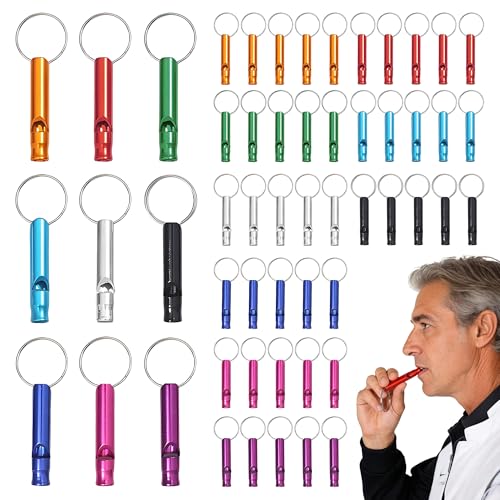 54 Pcs Emergency Whistle with Keychain, Aluminum Emergency - Image 2