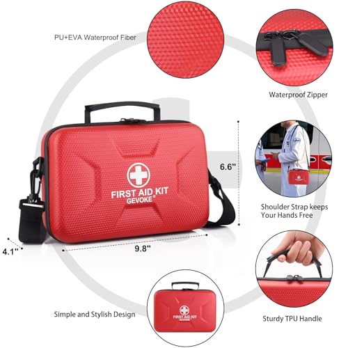 Gevoke 410 Piece Waterproof Hard Shell First Aid Kit, Red - Image 5